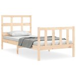 vidaXL Cadre de lit avec tête de lit 90x200 cm bois massif