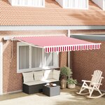 vidaXL Auvent manuel retractable avec LED rouge et blanc 300x250 cm