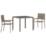 Ensemble de Salle à Manger de Jardin vidaXL 3 Pièces Gris Poly Rattan