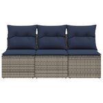 vidaXL Canapé de jardin avec coussins 3 places gris résine tressée