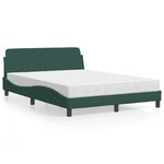 vidaXL Lit avec matelas vert foncé 120x200 cm velours