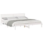 vidaXL Cadre de lit avec tête de lit Blanc 180 x 220 cm Pin massif