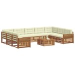 vidaXL Ensemble de canapés d'extérieur 10 Pièces Naturel et Crème