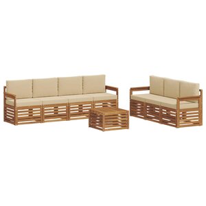 vidaXL Ensembles de canapés 8 pc Naturel et Beige Bois d'Acacia Massif