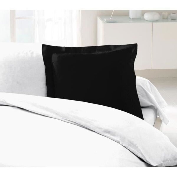 2 Taies d'oreillers noir 100  coton 63 x 63 cm