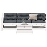 vidaXL Salon de jardin 4 Pièces avec coussins blanc bois de pin massif