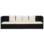 Lit de jardin chaise longue transat avec coussin et oreillers résine tressée noir 02_0012001