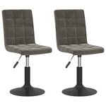 vidaXL Chaises pivotantes à manger lot de 2 gris foncé velours