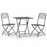 vidaXL Mobilier à dîner de jardin 3 Pièces Maille Métal Anthracite