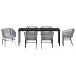vidaXL Ensemble de salle à manger de jardin 7 pièces avec coussins en poly rotin gris