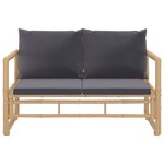 vidaXL Salon de jardin 2 Pièces avec coussins gris foncé bambou