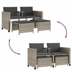vidaXL Canapé de jardin 2 places avec table tabourets gris clair rotin
