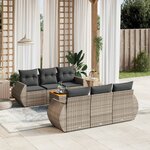 vidaXL Salon de jardin avec coussins 7 Pièces gris résine tressée