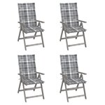 vidaXL Chaises inclinables de jardin lot de 4 et coussins Bois acacia