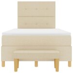 vidaXL Lit à ressorts avec tête de lit Crème 190 x 120 cm tissu