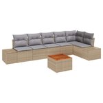 vidaXL Ensemble de canapé de jardin 7 Pièces Beige Poly rotin