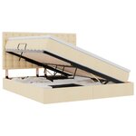 vidaXL Lit de rangement LED avec matelas Crème 160 x 200 cm Tissu
