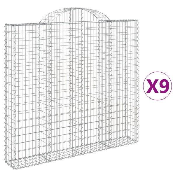 vidaXL Paniers à gabions arqués 9 Pièces 200x30x180/200 cm Fer galvanisé