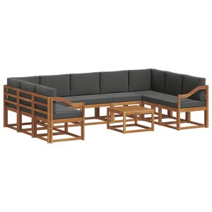 vidaXL Ensemble de canapés d'extérieur 10 pc Naturel et Anthracite