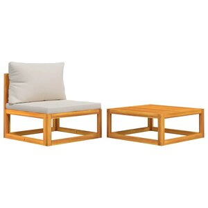 vidaXL Salon de jardin avec coussins 2 Pièces bois massif acacia