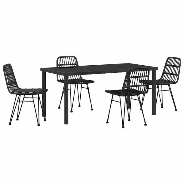 vidaXL Ensemble de salle à manger pour jardin 5 Pièces Noir