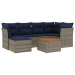 vidaXL Salon de jardin 7 Pièces avec coussins gris résine tressée