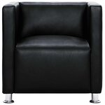 vidaXL Fauteuil cube noir similicuir