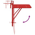 vidaXL Table Suspendue de Balcon Rouge 60 x 39 x 65 cm Acier