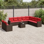 vidaXL Salon de jardin et coussins 11 Pièces marron résine tressée