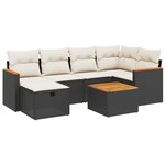 vidaXL Salon de jardin 7 Pièces avec coussins noir résine tressée
