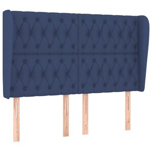 vidaXL Tête de lit avec oreilles Bleu 147x23x118/128 cm Tissu