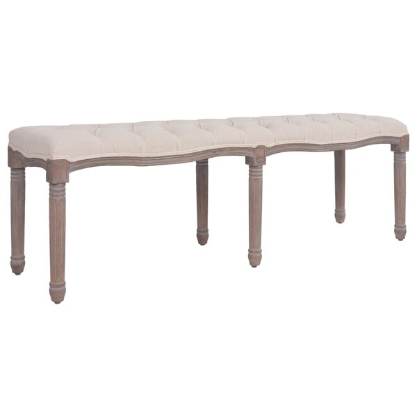 vidaXL Banc tissu bois massif 150x39 8x48 cm blanc crème