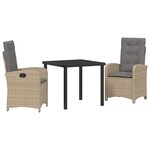vidaXL Ensemble de salle à manger pour jardin 3 Pièces Beige polyrotin