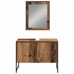 vidaXL Ensemble de mobilier de salle de bain avec porte 3 Pièces Marron