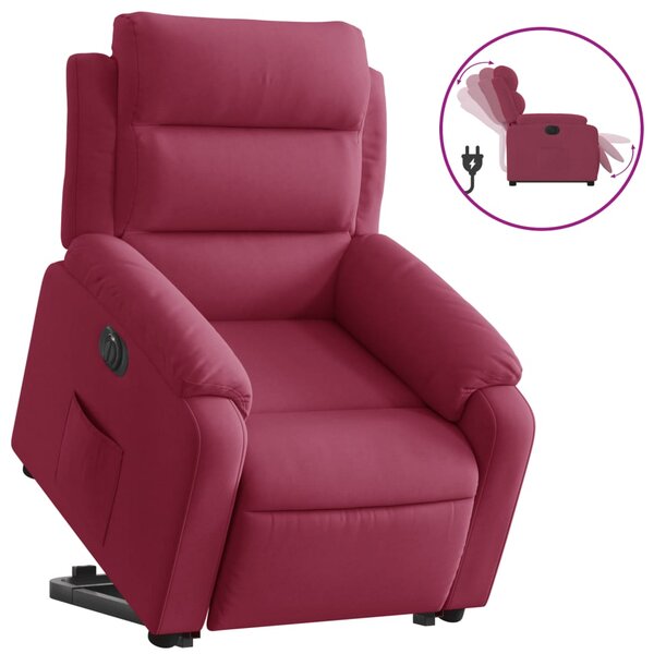 vidaXL Fauteuil inclinable électrique rouge bordeaux velours