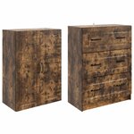 vidaXL Ensemble de Meubles 2 Pièces Chêne fumé 66 x 34 5 x 87 cm