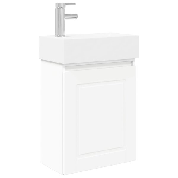 vidaXL Meuble de salle de bain avec robinet Blanc 45 5 x 22 5 x 84 cm