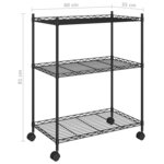 vidaXL Étagère de rangement 3 niveaux et roues 60x35x81 cm noir 150 kg
