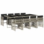 vidaXL Ensemble à manger de jardin et coussins 9 Pièces gris clair rotin