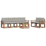 vidaXL Ensemble de canapés d'extérieur 7 pc Gris Naturel et Clair