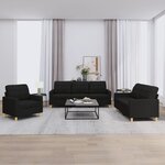 vidaXL Ensemble de canapés 3 Pièces avec coussins Noir Tissu