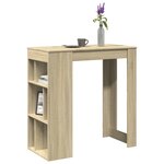 vidaXL Table de bar avec étagères chêne sonoma bois d'ingénierie