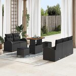 vidaXL Ensemble de canapé de jardin 8 Pièces Noir polyrotin