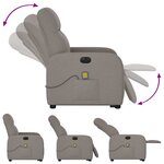vidaXL Fauteuil inclinable de massage électrique Taupe Tissu