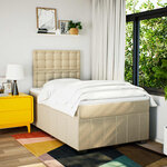 vidaXL Sommier à lattes de lit avec matelas Crème 120x200 cm Tissu