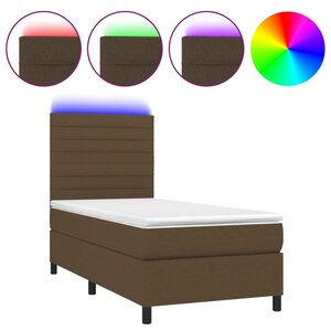 vidaXL Sommier à lattes de lit et matelas et LED Marron foncé 90x190cm