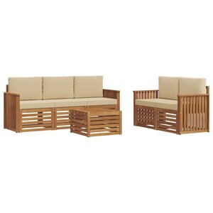 vidaXL Ensemble de canapés d'extérieur 6 pc Naturel et Beige