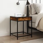 vidaXL Table de chevet avec LED infini chêne fumé 40x40x51 cm