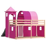 vidaXL Lit superposé sans matelas avec toboggan et rideaux 90x190 cm