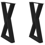 vidaXL Pieds de table à manger 2 pièces Noir 50 x (72-73 3) cm Acier